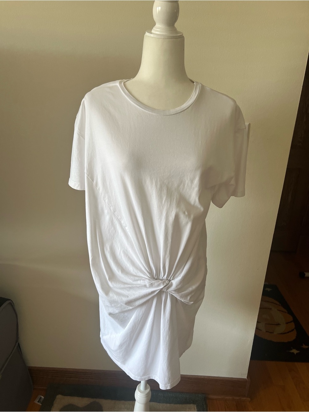Zara White Knot-Front Short Sleeve Tee